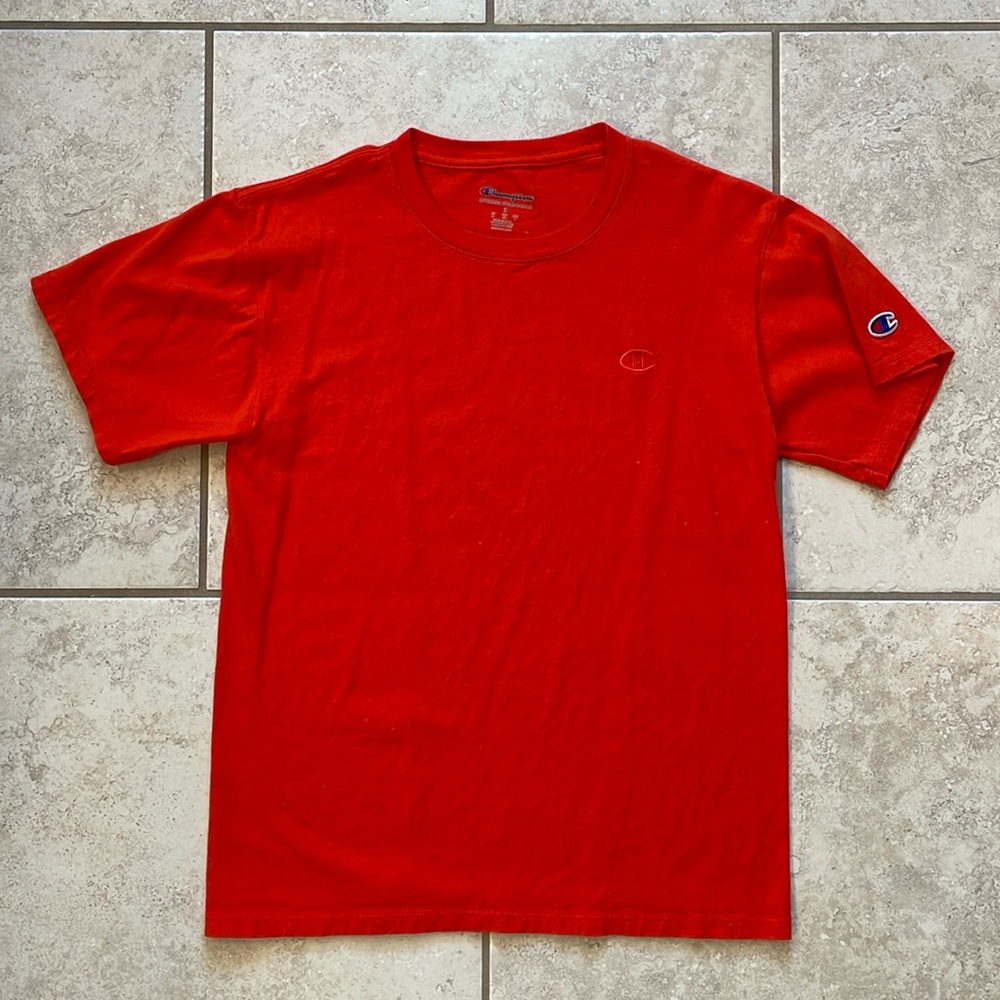 EUC boys Champion tshirt- orange size large